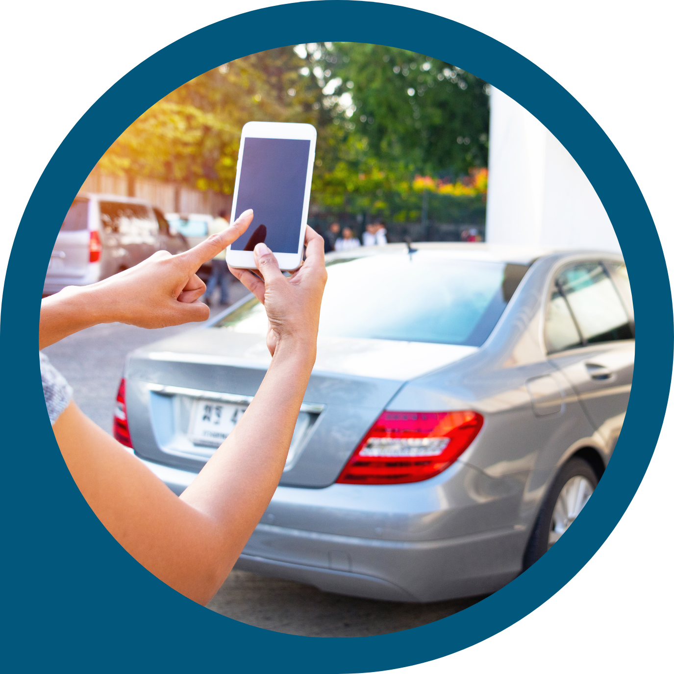 Person checking vehicle valuation